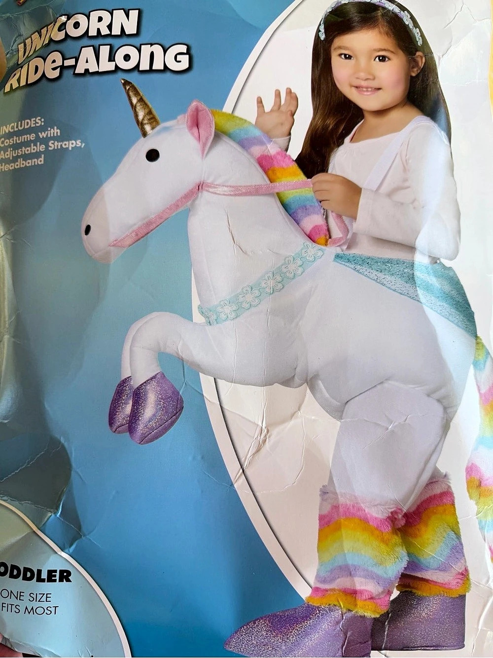 Spirit Halloween Toddler Unicorn Ride-Along Costume Multicolor